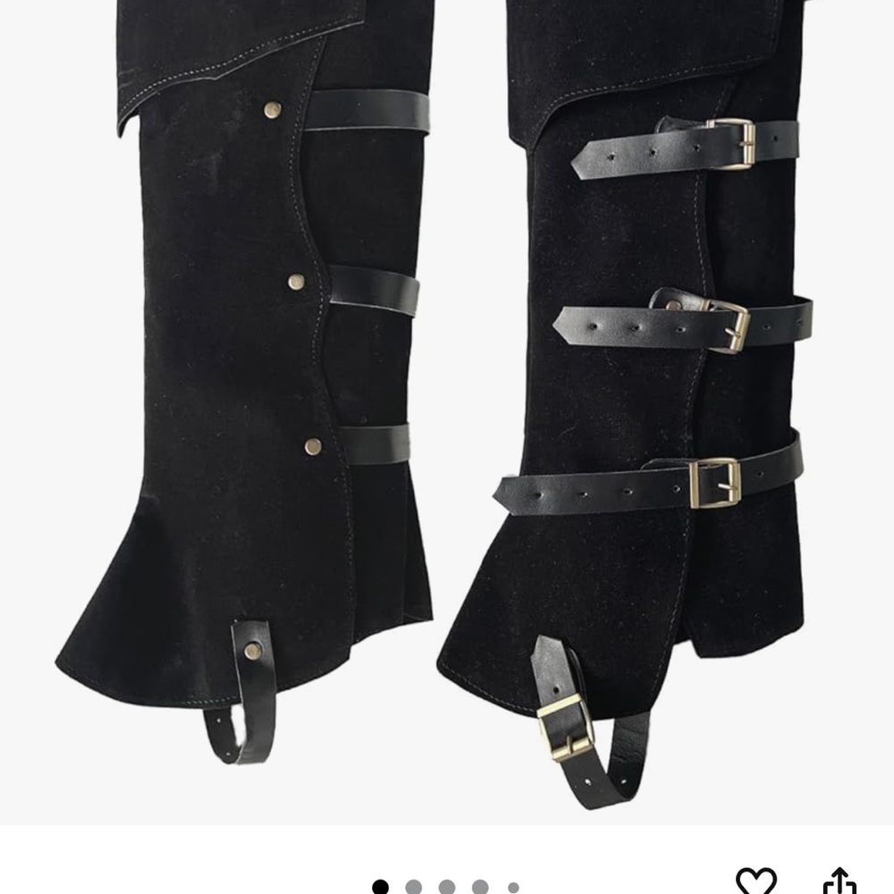 Black Men's Leather Suede Gaiters with Buckle Straps